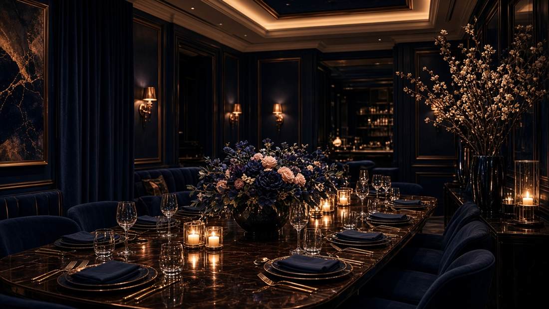 Salon événementiel CasinoRoomles prêt pour un dîner privé